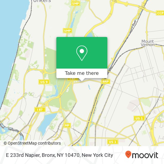 Mapa de E 233rd Napier, Bronx, NY 10470