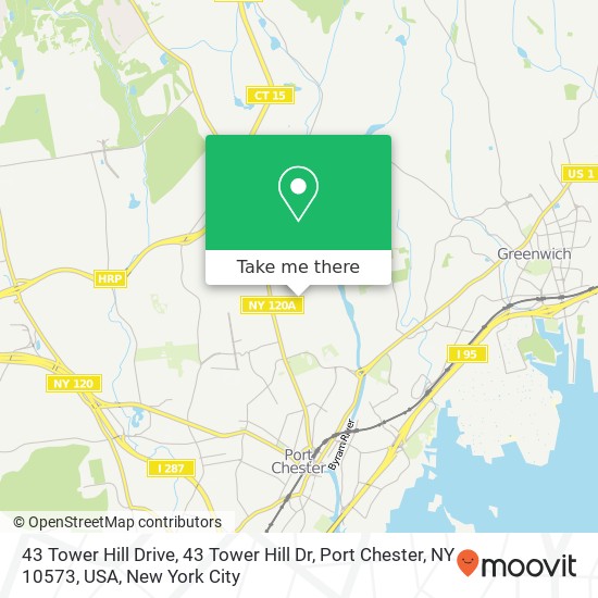 Mapa de 43 Tower Hill Drive, 43 Tower Hill Dr, Port Chester, NY 10573, USA