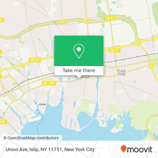 Mapa de Union Ave, Islip, NY 11751