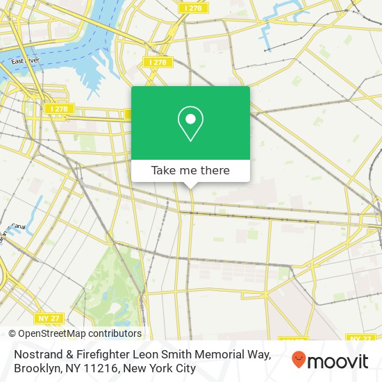 Mapa de Nostrand & Firefighter Leon Smith Memorial Way, Brooklyn, NY 11216