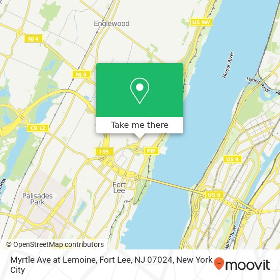 Mapa de Myrtle Ave at Lemoine, Fort Lee, NJ 07024