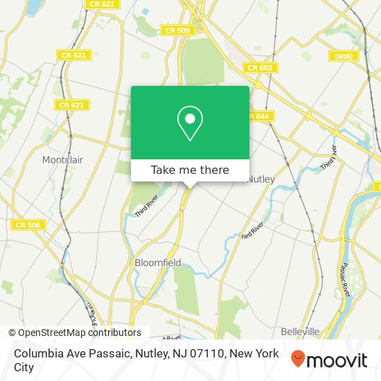 Columbia Ave Passaic, Nutley, NJ 07110 map