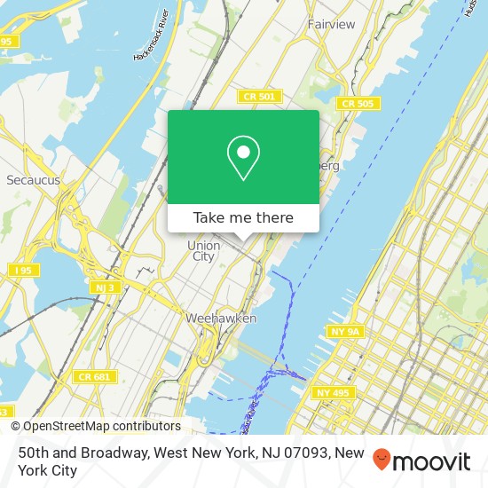 Mapa de 50th and Broadway, West New York, NJ 07093