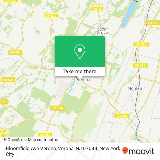 Mapa de Bloomfield Ave Verona, Verona, NJ 07044