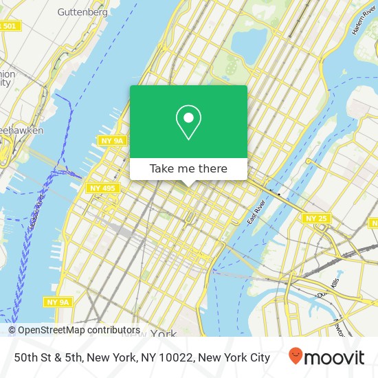 50th St & 5th, New York, NY 10022 map