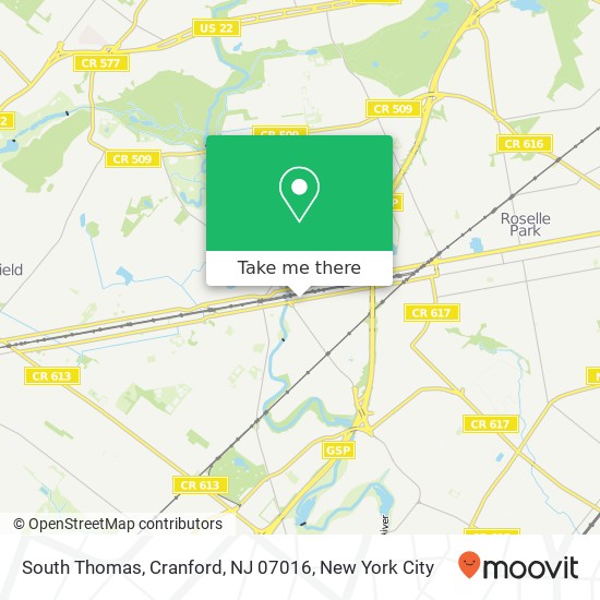 Mapa de South Thomas, Cranford, NJ 07016