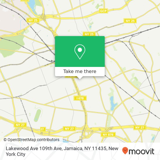 Mapa de Lakewood Ave 109th Ave, Jamaica, NY 11435