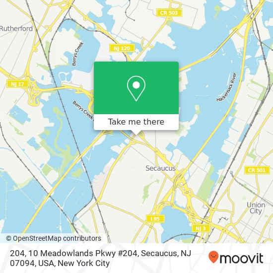 Mapa de 204, 10 Meadowlands Pkwy #204, Secaucus, NJ 07094, USA