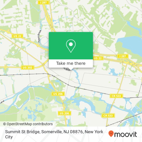 Mapa de Summit St Bridge, Somerville, NJ 08876