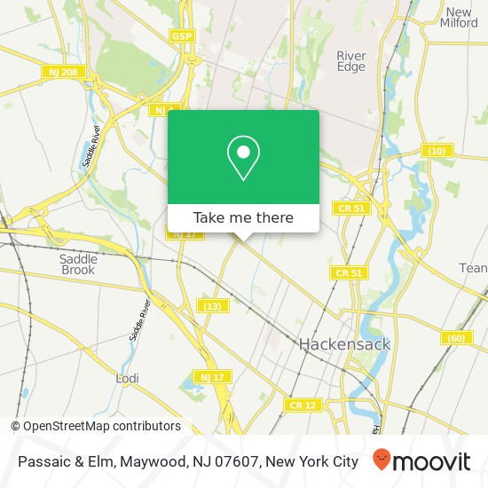 Mapa de Passaic & Elm, Maywood, NJ 07607