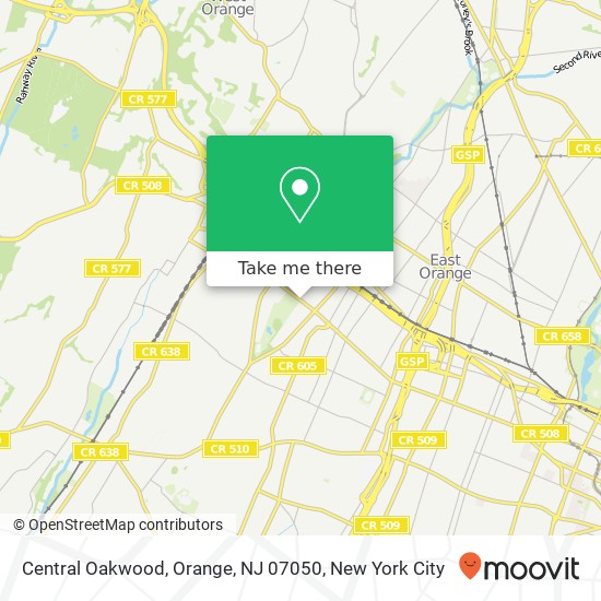 Mapa de Central Oakwood, Orange, NJ 07050