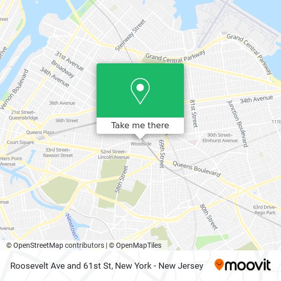 Roosevelt Ave and 61st St map