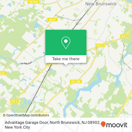 Mapa de Advantage Garage Door, North Brunswick, NJ 08902