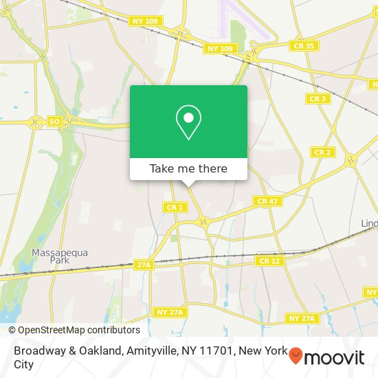 Mapa de Broadway & Oakland, Amityville, NY 11701