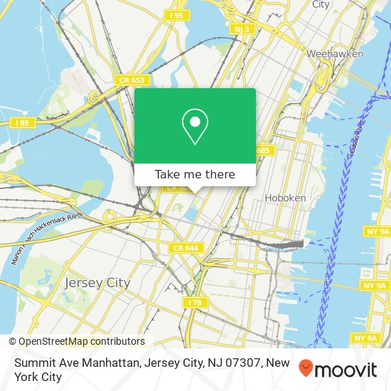 Mapa de Summit Ave Manhattan, Jersey City, NJ 07307
