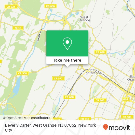 Mapa de Beverly Carter, West Orange, NJ 07052