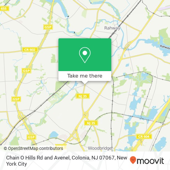 Chain O Hills Rd and Avenel, Colonia, NJ 07067 map