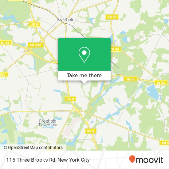 Mapa de 115 Three Brooks Rd, Freehold, NJ 07728