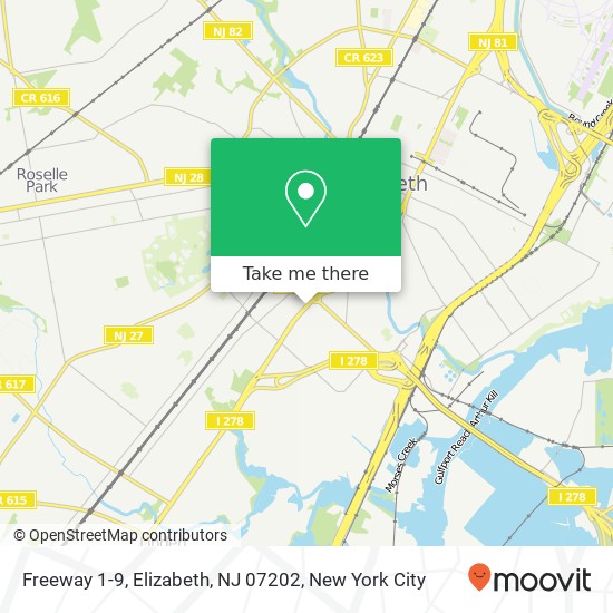 Mapa de Freeway 1-9, Elizabeth, NJ 07202