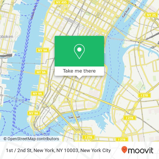 Mapa de 1st / 2nd St, New York, NY 10003