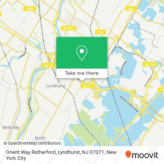 Mapa de Orient Way Rutherford, Lyndhurst, NJ 07071