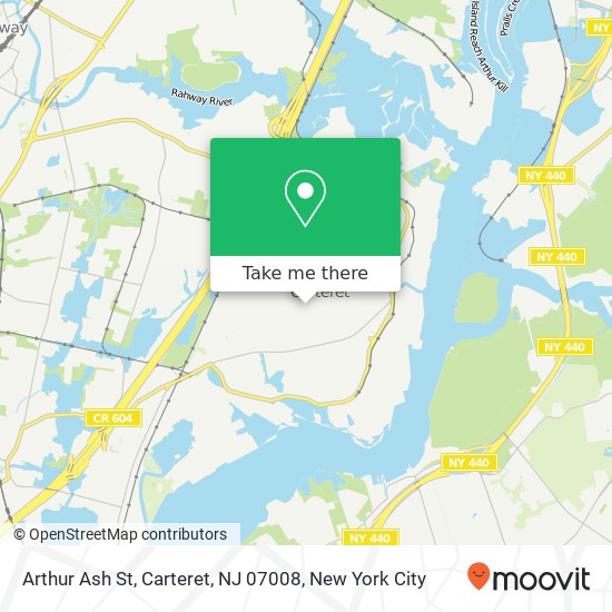 Mapa de Arthur Ash St, Carteret, NJ 07008