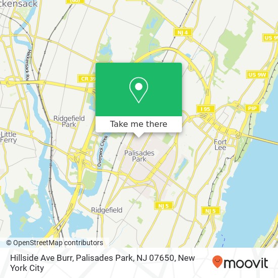 Mapa de Hillside Ave Burr, Palisades Park, NJ 07650