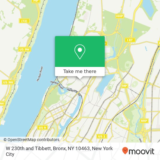W 230th and Tibbett, Bronx, NY 10463 map