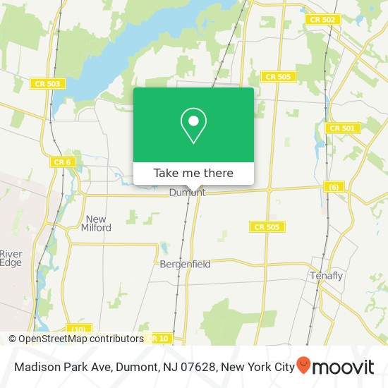 Mapa de Madison Park Ave, Dumont, NJ 07628
