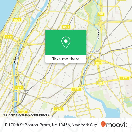 Mapa de E 170th St Boston, Bronx, NY 10456