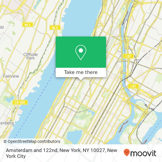 Mapa de Amsterdam and 122nd, New York, NY 10027