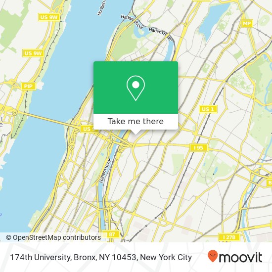 Mapa de 174th University, Bronx, NY 10453