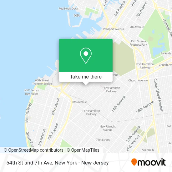54th St and 7th Ave map