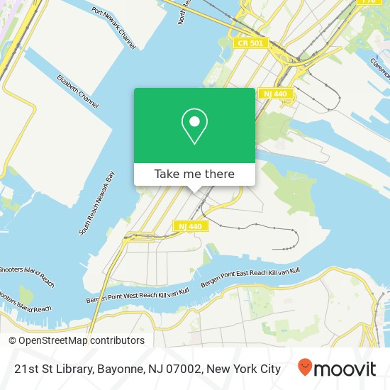 Mapa de 21st St Library, Bayonne, NJ 07002