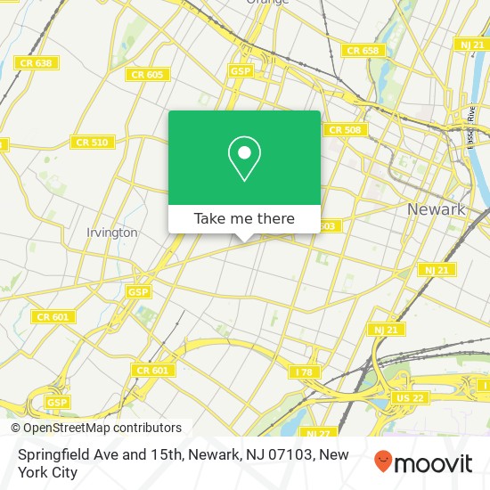 Mapa de Springfield Ave and 15th, Newark, NJ 07103
