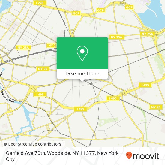 Mapa de Garfield Ave 70th, Woodside, NY 11377