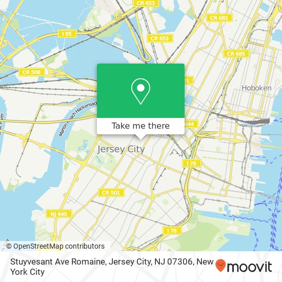 Mapa de Stuyvesant Ave Romaine, Jersey City, NJ 07306