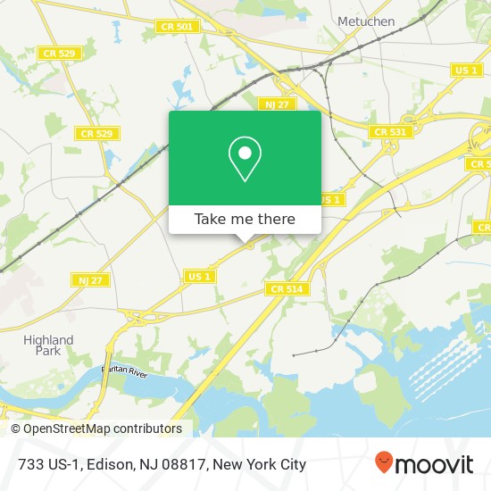 Mapa de 733 US-1, Edison, NJ 08817