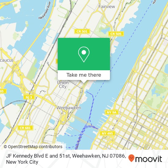 JF Kennedy Blvd E and 51st, Weehawken, NJ 07086 map