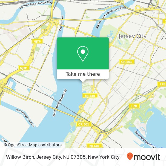 Mapa de Willow Birch, Jersey City, NJ 07305