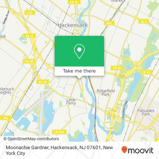 Mapa de Moonachie Gardner, Hackensack, NJ 07601