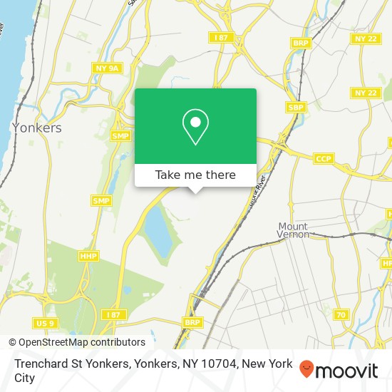 Mapa de Trenchard St Yonkers, Yonkers, NY 10704