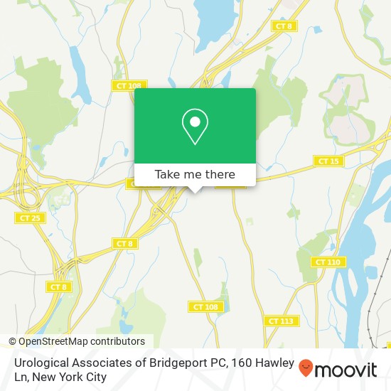 Mapa de Urological Associates of Bridgeport PC, 160 Hawley Ln