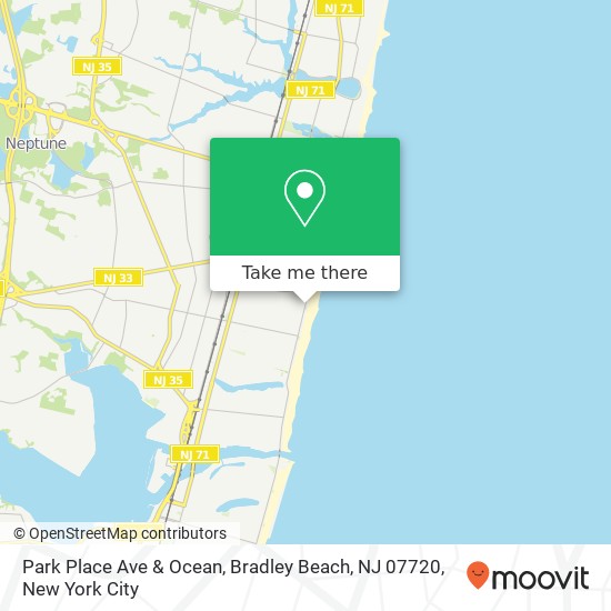 Mapa de Park Place Ave & Ocean, Bradley Beach, NJ 07720