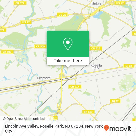 Mapa de Lincoln Ave Valley, Roselle Park, NJ 07204
