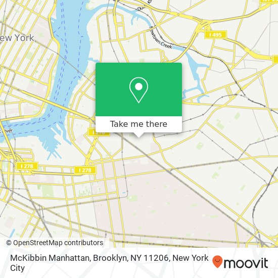 Mapa de McKibbin Manhattan, Brooklyn, NY 11206