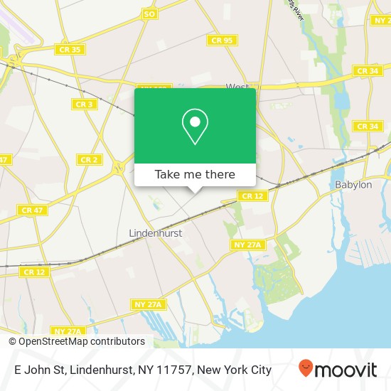 Mapa de E John St, Lindenhurst, NY 11757