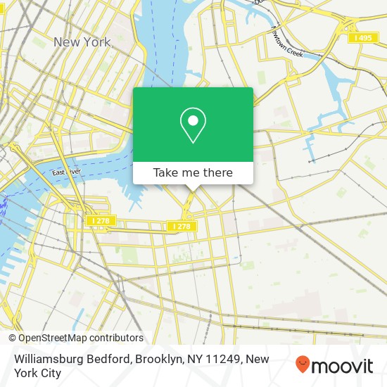 Mapa de Williamsburg Bedford, Brooklyn, NY 11249