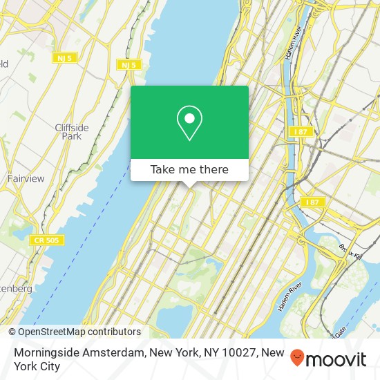 Mapa de Morningside Amsterdam, New York, NY 10027