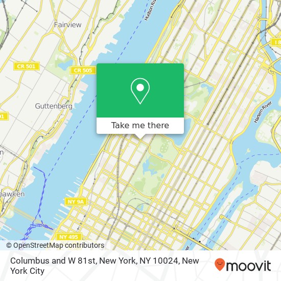 Columbus and W 81st, New York, NY 10024 map